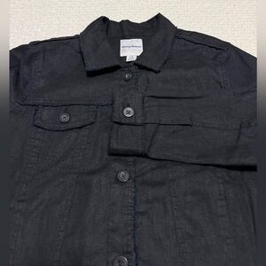 Tommy Bahama Two Palms Linen Raw-Edge Jacket.  Black. Women’s Large.
